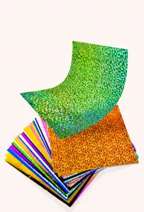 Holographic foil paper sheets colorful magic paper for kids DIY craft and creative projects.