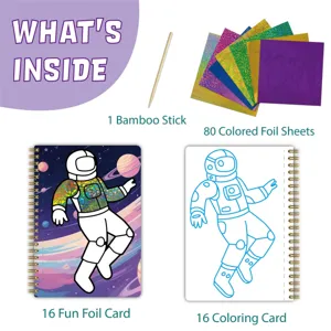 Foil Art Kit for Kids DIY Craft Set with Colored Foil Sheets and Coloring Cards for Fun