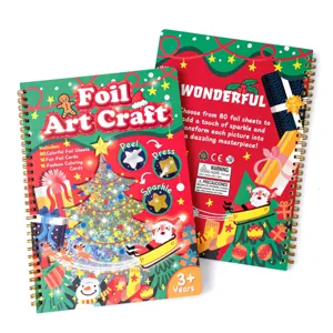 Foil art craft kit details, featuring colorful foil sheets and cards for kids' creative DIY art.