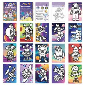 Kids foil art craft kit astronaut diy sparkling magic art painting sticker book set