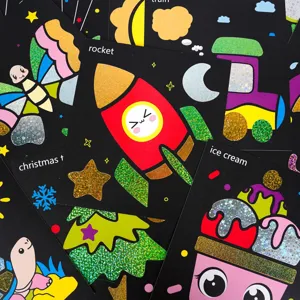Kids DIY foil art sticker set with colorful glitter cards for creative fun and crafting.