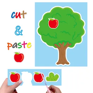 Kids DIY Cut and Paste Activity Book Montessori Early Educational Paper Craft Toy for Toddlers