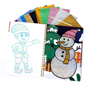 Kids foil art kit DIY craft set with spiral notebook colorful sheets and wooden tool.