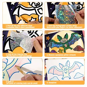 Halloween Foil Art Kit Kids DIY Magic Transfer Painting Craft Activity Set Fun Toy