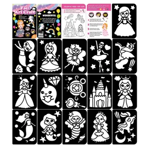 Kids foil art craft DIY painting set with colorful sheets and cute cartoon coloring cards.