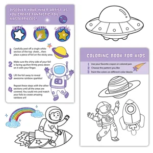 Kids space foil art craft sticker book and coloring pages set for creative DIY fun activities.
