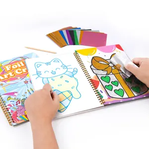 Children foil art craft kit diy coloring book with colorful sheets and fun cards for kids.