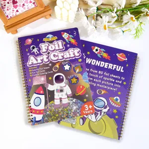 Kids astronaut foil art craft sticker book DIY colorful magic transfer painting set for kids