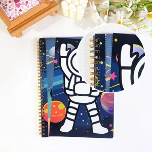 Kids magical art foil transfer notebook DIY astronaut space theme spiral bound creative craft book