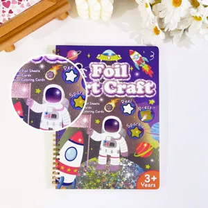Children Foil Art Craft Kit Astronaut Space Theme DIY Glitter Sticker Drawing Book for Kids