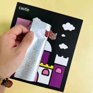Kids Foil Art Craft Kit DIY Magic Transfer Sticker Shiny Castle Sparkling Foil Sheets