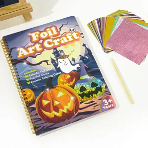Halloween Foil Art Craft Kit for Kids, DIY Glitter Sticker Painting Activity Set with Colorful Sheets.