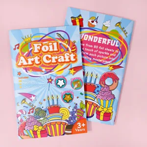 Kids foil art craft kit diy painting sticker books creative birthday gift toys 3+ years