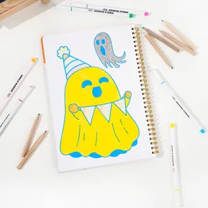 Halloween foil art kit coloring book for kids with colorful markers and ghost drawing.