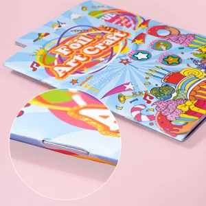 Children foil art craft sticker book DIY creative coloring set with colorful sheets cards