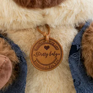 Cute marmot plush toy detail, soft fluffy fabric and stylish vest, perfect gift for kids.