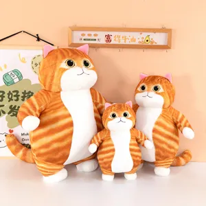 Cute fat orange cat plush toy doll set, soft stuffed kitty pillow for home decor and kids gift.
