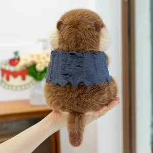 Cute marmot plush toy with a chic vest, soft stuffed animal doll for kids and birthday gifts.
