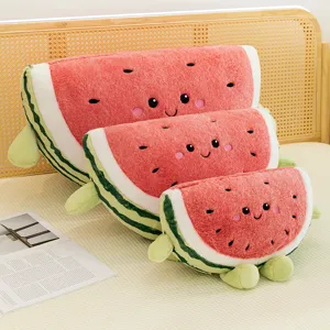 Cute watermelon plush pillow set, soft stuffed fruit cushion for home sofa decor.