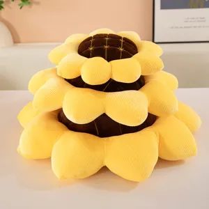 Cuscino in peluche girasole simpatico cuscino di fiori tappetino morbido per casa ufficio.