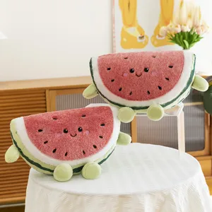 Cute watermelon plush toy pillow soft stuffed fruit cushion for sofa home decor gift