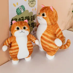 Cute orange tabby cat plush toy doll fluffy stuffed animal kitty pillow room decor wholesale