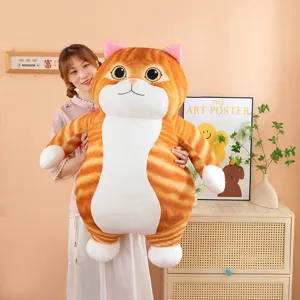 Giant orange cat plush toy cute fat kitty stuffed animal soft pillow for kids gift home decor