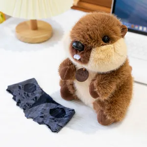 Cute marmot plush toy with mini vest soft stuffed animal doll wonderful birthday gift for kids
