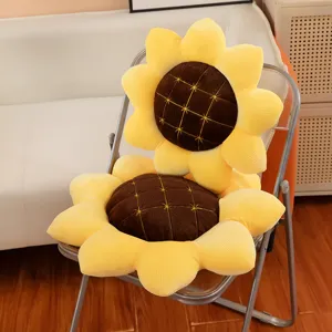 Cuscino seduta in peluche girasole e set di cuscini per sedia da ufficio decorazione