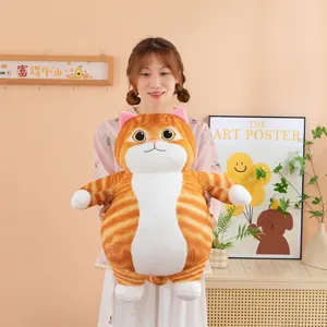 Cute fat cat plush toy pillow, soft stuffed animal doll home decor gift for kids and adults