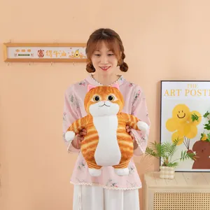 Cute fat cat plush toy and adorable doll pillow, soft stuffed animal for home decor.