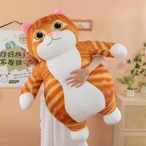 Cute orange cat plush toy soft stuffed animal pillow for kids and lovely home decor gift.