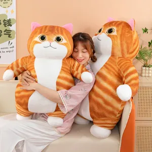 Cute fat orange cat plush toy soft stuffed animal pillow for cozy home decoration and gift.