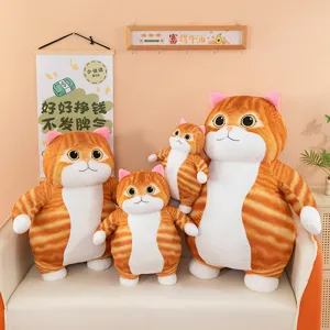Cute fat orange cat plush toy doll pillow soft stuffed animal pillow for home decoration.