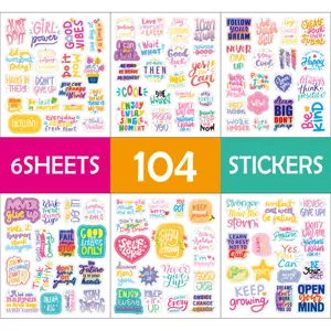 Waterproof PVC Motivational Quotes Dinosaur Animal Cartoon Letters DIY Stickers For Water Bottle Luggage Scrapbook Decoration