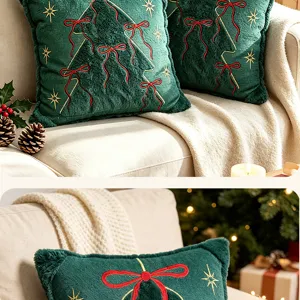Christmas tree throw pillow cover embroidery festive holiday sofa decorative cushion case