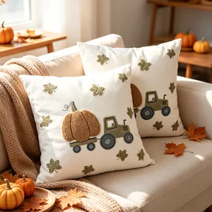 Autumn pumpkin car canvas throw pillow cover decorative square cushion case for living room