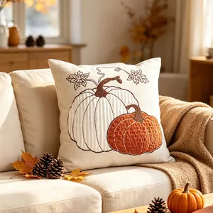 Funda de cojín bordada con diseño de calabaza estilo nórdico moderno funda decorativa para sofá