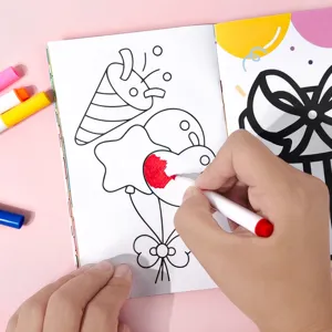 Children DIY coloring book set with colorful markers for creative art and fun drawing activities.
