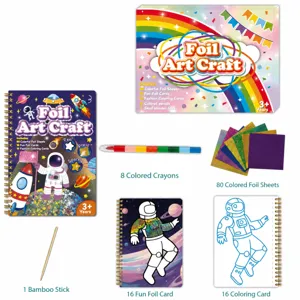 Foil art craft kit for kids DIY creative sticker and coloring book set with colorful sheets.