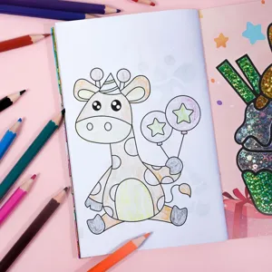 Children foil art coloring book DIY sticker book birthday theme magic drawing book for kids