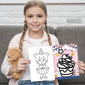 Kids magic art sticker book birthday theme DIY creative coloring book for boys and girls