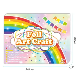 Children foil art craft DIY painting set with 80 foil sheets and 16 coloring cards for kids.