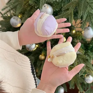 Joli étui de protection matelassé pour écouteurs macaron pochette souple pour rangement AirPods