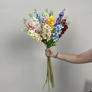 Kunstmatige riddersporen bloemenboeket lange stengel kleurrijke nep bloemen decoratie