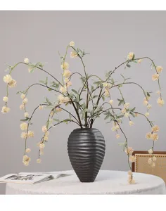 Artificial photinia fruit flower arrangement retro wabi-sabi vase decor for home living room entry