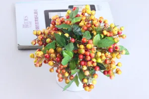 Medium artificial Australian berry flower detail, European style faux plant with berries.