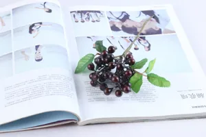 Artificial berry branch faux flower dark berries green leaves home decor floral arrangement 1pc