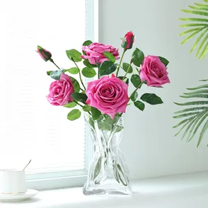 Artificial Rose Flower Bouquet Moisturized Silk Rose Stems Fake Flowers For Home Decor Wedding Party Table Centerpiece