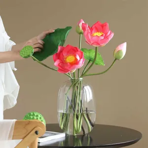 Artificial Lotus Flower Silk Lotus Leaves Seedpod Fake Flowers For Home Wedding Landscaping Photography Props Decor